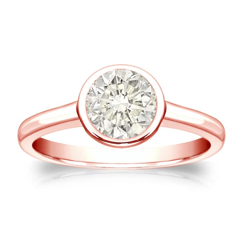 Auriya 14k Gold 3/4 carat TW Bezel-set Solitaire Diamond Engagement Ring (J-K, I1-I2)