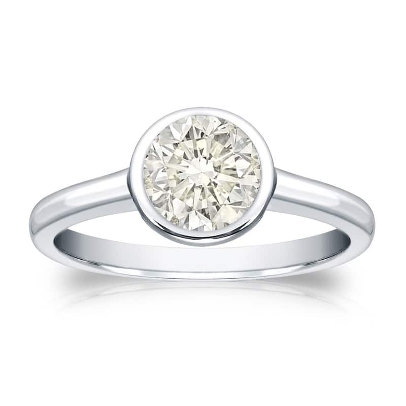 Auriya 14k Gold 3/4 carat TW Bezel-set Solitaire Diamond Engagement Ring (J-K, I1-I2) - 4 - White