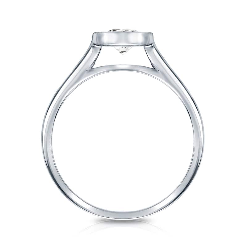 Auriya 14k Gold 1ctw Bezel-set Solitaire Diamond Engagement Ring Certified