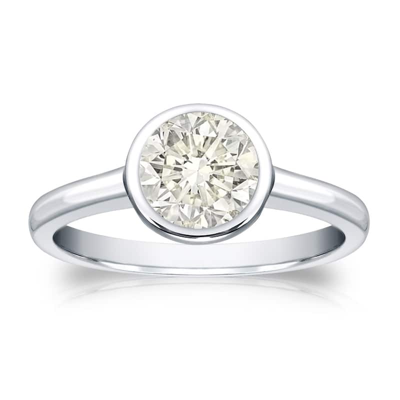 Auriya 14k Gold 1 carat TW Bezel-set Solitaire Diamond Engagement Ring - 4.5 - White