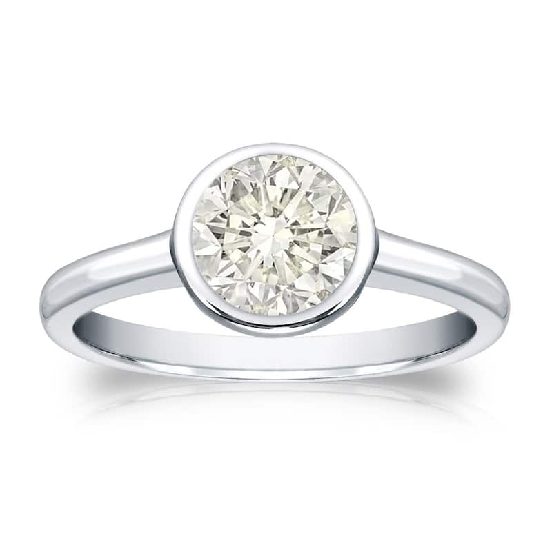 Auriya 14k Gold 1 carat TW Bezel-set Solitaire Diamond Engagement Ring - 4 - White