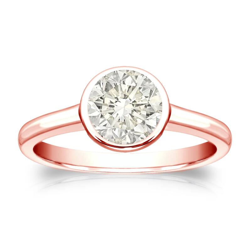 Auriya 14k Gold 1 carat TW Bezel-set Solitaire Diamond Engagement Ring