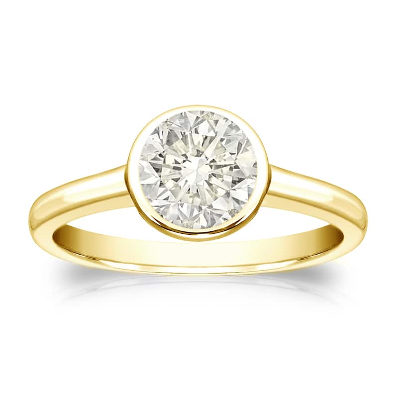 Auriya 14k Gold 1 carat TW Bezel-set Solitaire Diamond Engagement Ring