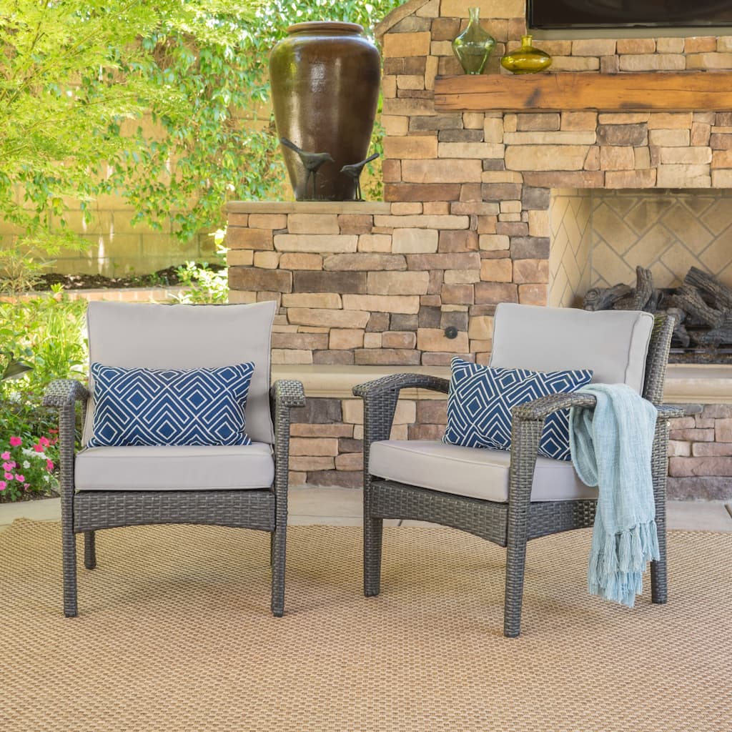 Honolulu Outdoor Wicker Club Chair with Cushion (Set of 2) by Christopher Knight Home