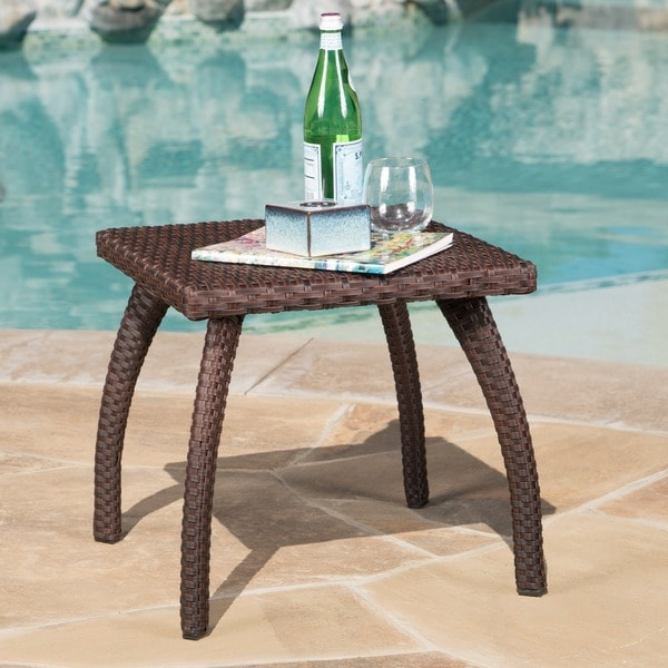 Shop Honolulu Outdoor Wicker Side Table by Christopher Knight Home