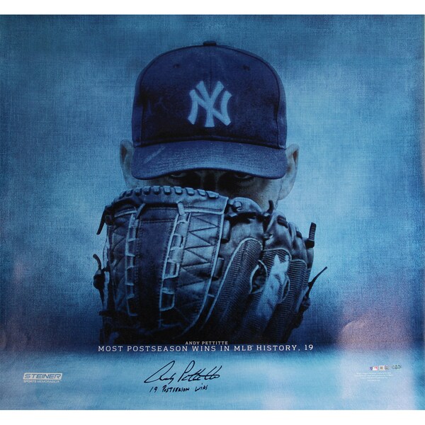 Andy Pettitte Signed 19 Postseason Wins 36x36 Canvas w/ "19 Postseason Wins" Insc.