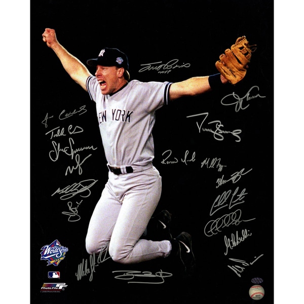 1998 New York Yankees Multi-Signed 16x20 Photo (18 Signatures) ( Leaf Holo Only & Athlon Cert)
