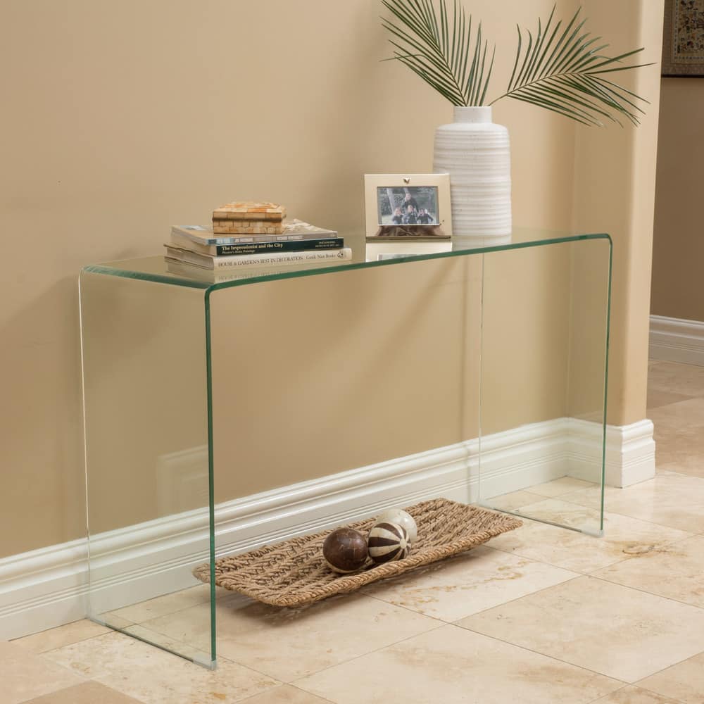 Ramona Glass Console Table by Christopher Knight Home - 30" H x 49.25" W x 15.75" D
