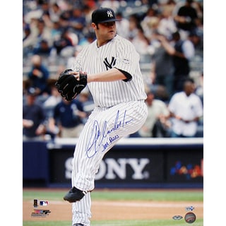 Joba Chamberlain Yankee Pinstripe Jersey Wind Up Vertical 16x20 Photo w/ "Joba Rules" Insc. (MLB Auth)