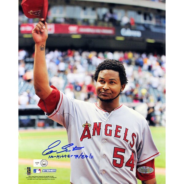 Ervin Santana Angels Road Jersey Salute To The Crowd Vertical 8x10 Photo w/" No Hitter, 7/27/11" Insc (MLB Auth)