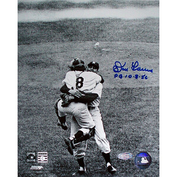 Don Larsen Signed Perfect Game Hug B/W 8x10 w/ PG insc