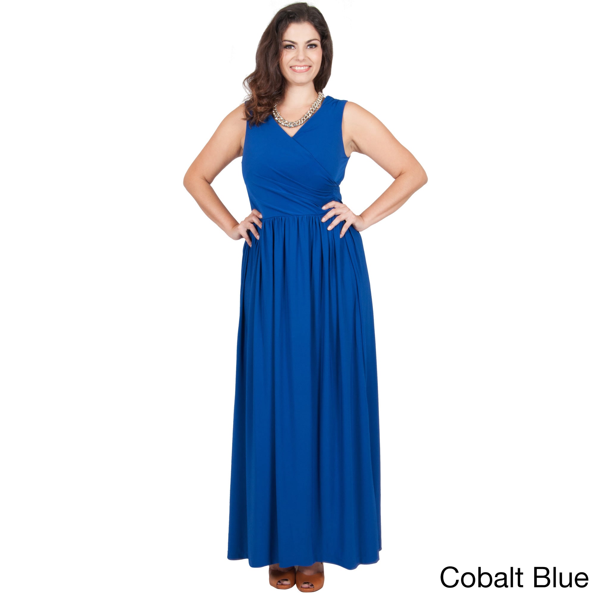 KOH KOH Women's Plus Size Sleeveless Crossover Wrap V-Neck Pleated Maxi  Dress XX-Large in Navy Blue(As Is) - Bed Bath & Beyond - 12852551