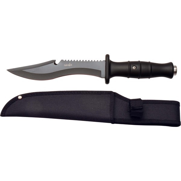 12-inch Black Stainless Steel Sawback Surival Knife