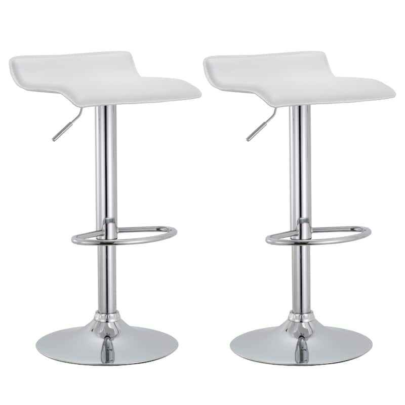 Modern Adjustable Bar Stools (Set of 2) - 23.5 - 31.5"h - White