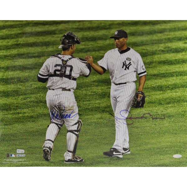 Mariano Rivera/Jorge Posada Dual Signed Hand Shake Horizontal 16x20 Photo MLB Auth)