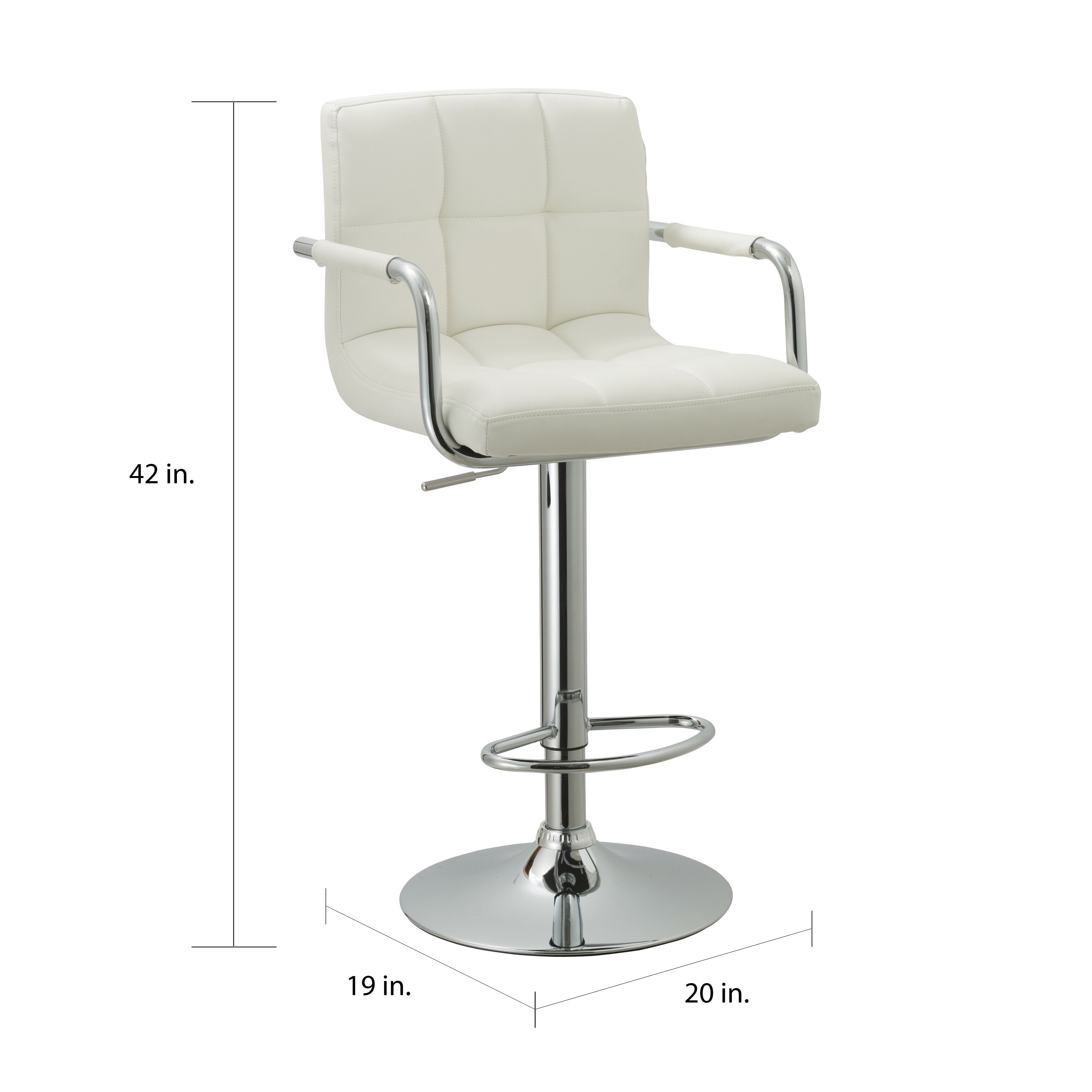 White Leatherette Swivel Adjustable Retro Bar Stool 25 33 H Overstock