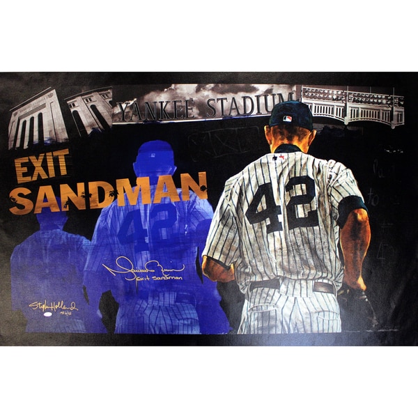 Mariano Rivera Signed Stephen Holland Exit Sandman Giclee 25x44 Canvas w/ “Exit Sandman” Insc. (LE MR of 42)