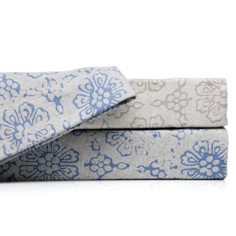 La Rochelle Abstract Heathered Flannel Sheet Set - Grey/Dark Grey - Casual/Traditional - 300 - 499/299 and Below - 4 Piece - Full