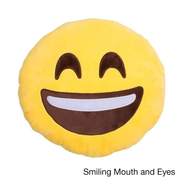 Emoji Round Yellow Pillow Face Black Glasses Smile Kids Decor