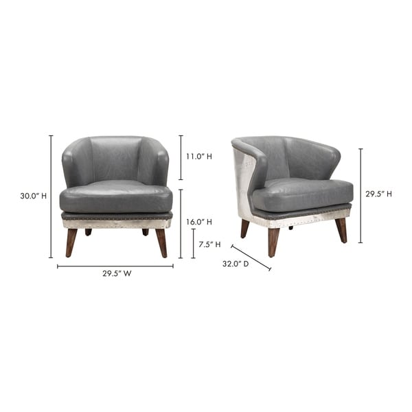 grey leather accent chair