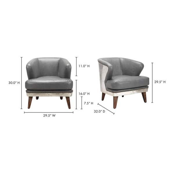 Aurelle Home Jet Grey Leather Accent Chair with Nailhead Trim On Sale Bed Bath & Beyond