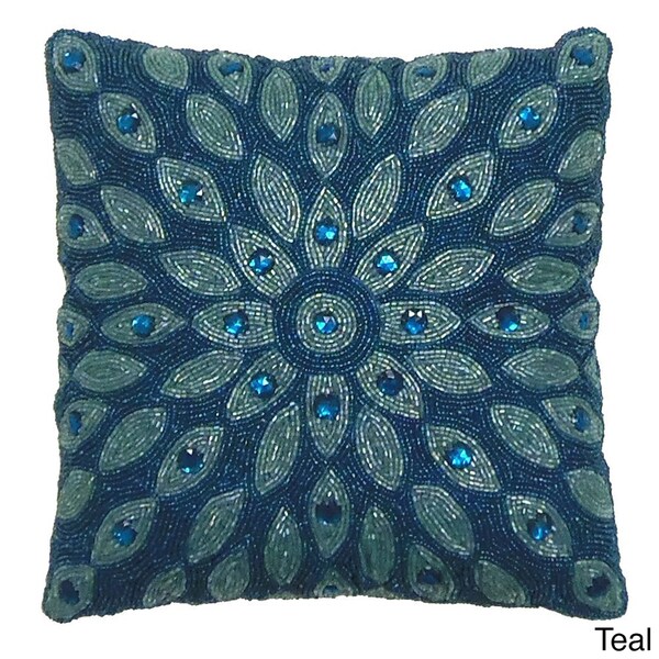 Celebration Peacock Beaded Pillow Bed Bath Beyond 11206040