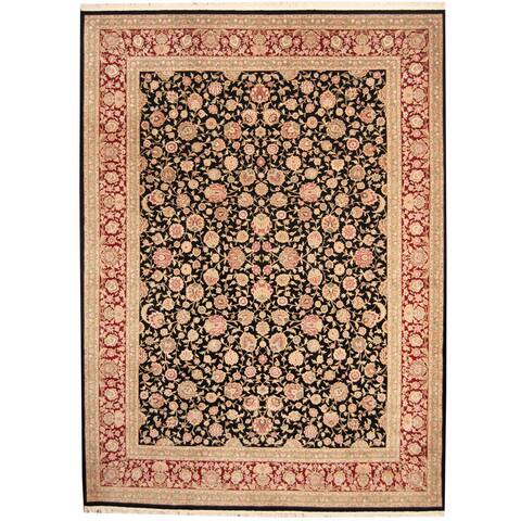 Handmade One-of-a-Kind Kashan Wool and Silk Rug (India) - 9' x 12'