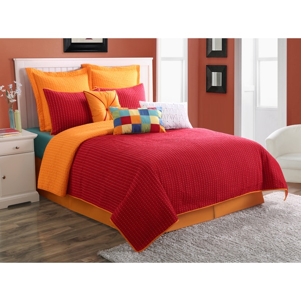 Dash Scarlet/ Tangerine Solid Color Euro Sham by Fiesta