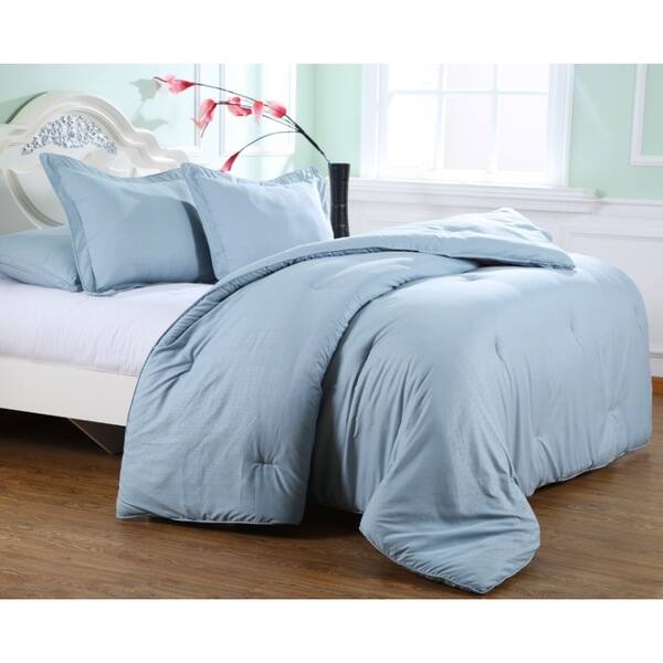 Shop Steel Blue Basketweave Embossed Microfiber Plush Comforter