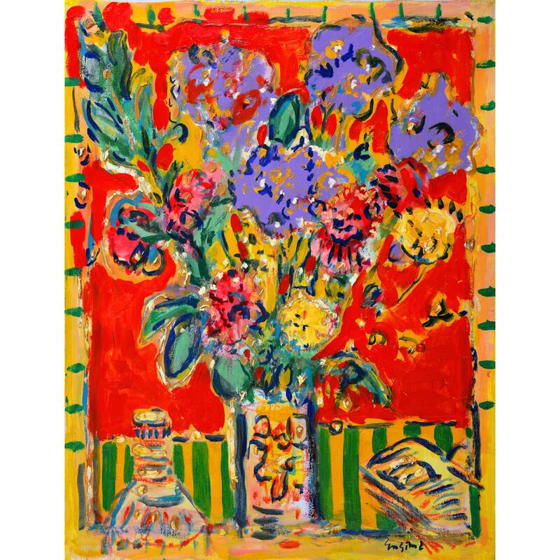 Marmont Hill - 'Irises' by Michael Woodward Painting Print on Canvas - Multi-Color