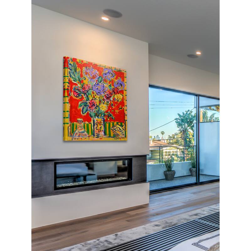 Marmont Hill - 'Irises' by Michael Woodward Painting Print on Canvas - Multi-Color