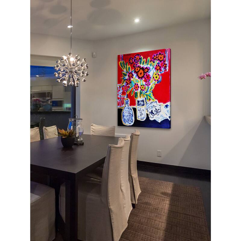 Marmont Hill - 'Happy Cat' by Michael Woodward Painting Print on Canvas - Multi-Color