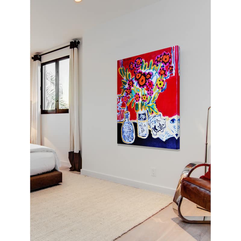 Marmont Hill - 'Happy Cat' by Michael Woodward Painting Print on Canvas - Multi-Color