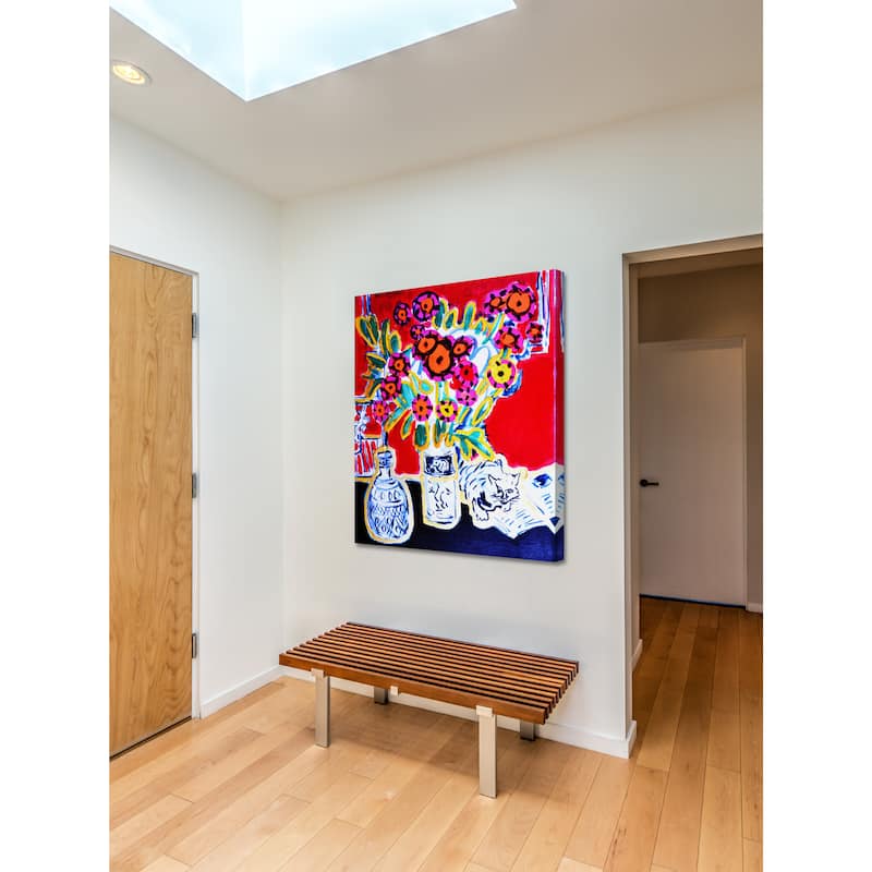 Marmont Hill - 'Happy Cat' by Michael Woodward Painting Print on Canvas - Multi-Color