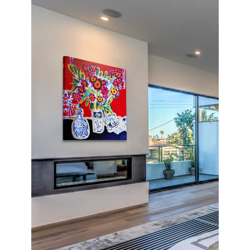 Marmont Hill - 'Happy Cat' by Michael Woodward Painting Print on Canvas - Multi-Color