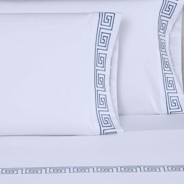 The Curated Nomad Bolero 600 Thread Count Greek Key 4-piece Embroidered Sheet Set