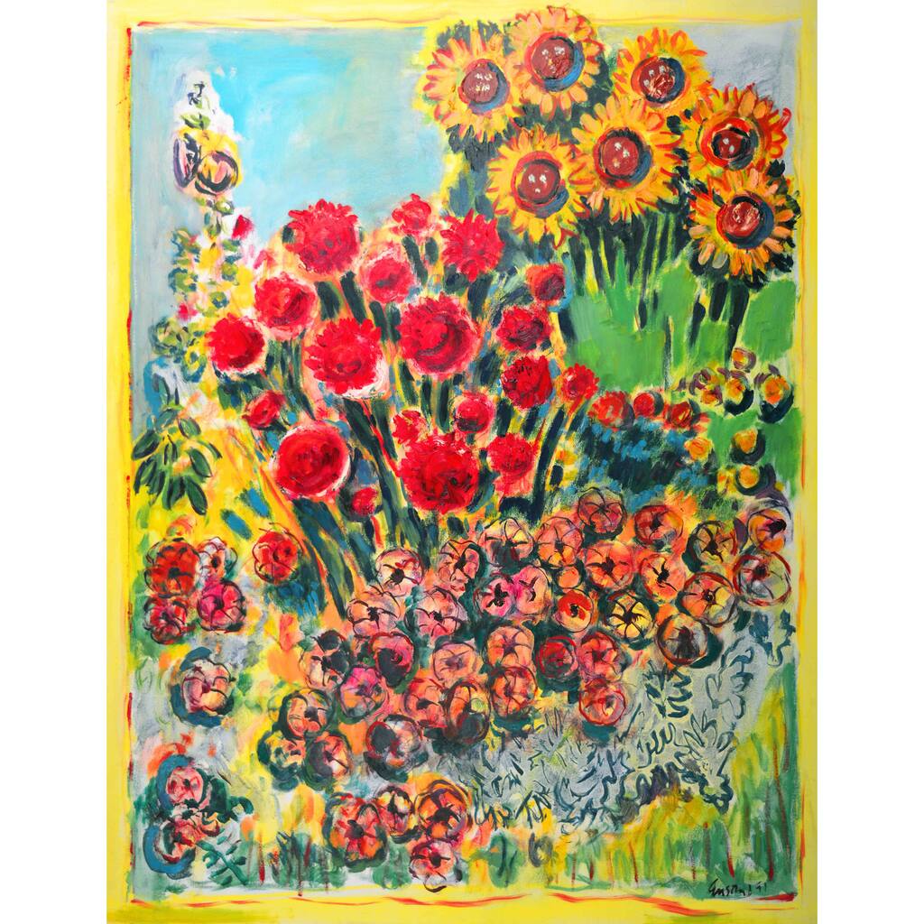 Marmont Hill - 'Summer Garden' by Michael Woodward Painting Print on Canvas - Multi-Color