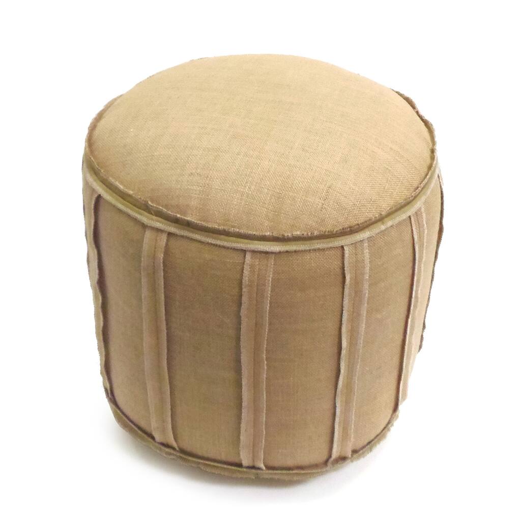 Celebration Natural Jute Burlap Patch 14-inch Pouf Ottoman