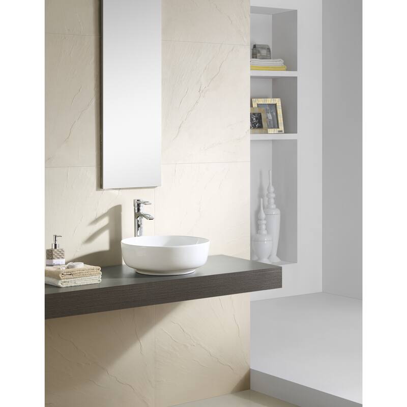 Fine Fixtures White 16-inch Round Thin Edge Vessel Sink