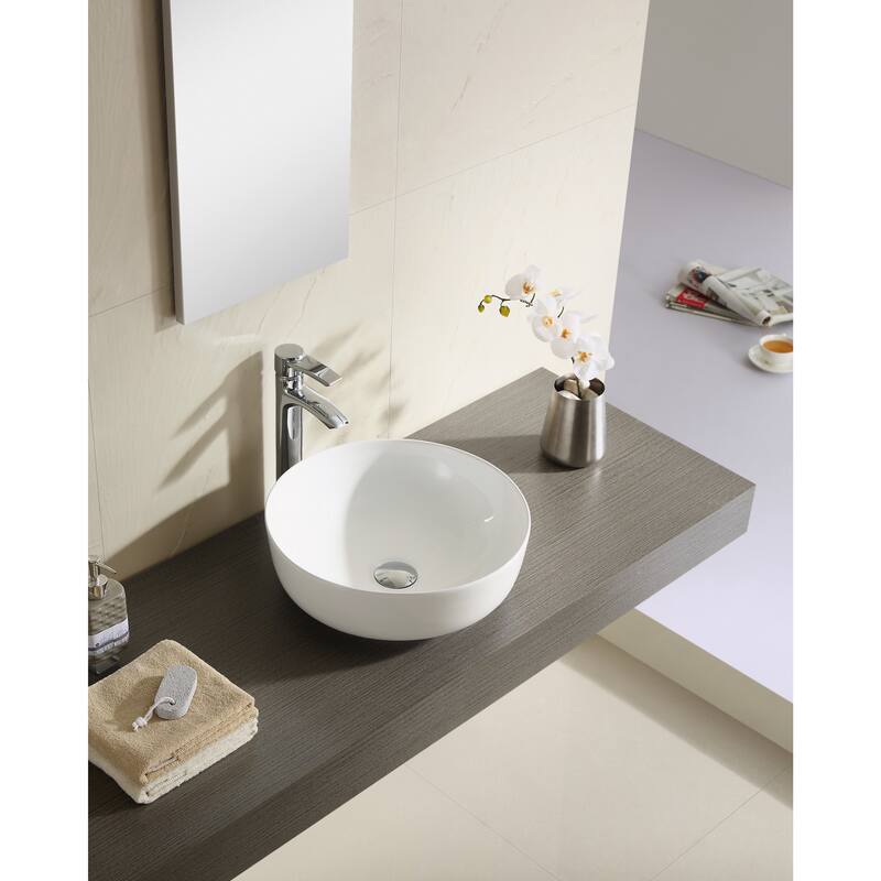 Fine Fixtures White 16-inch Round Thin Edge Vessel Sink