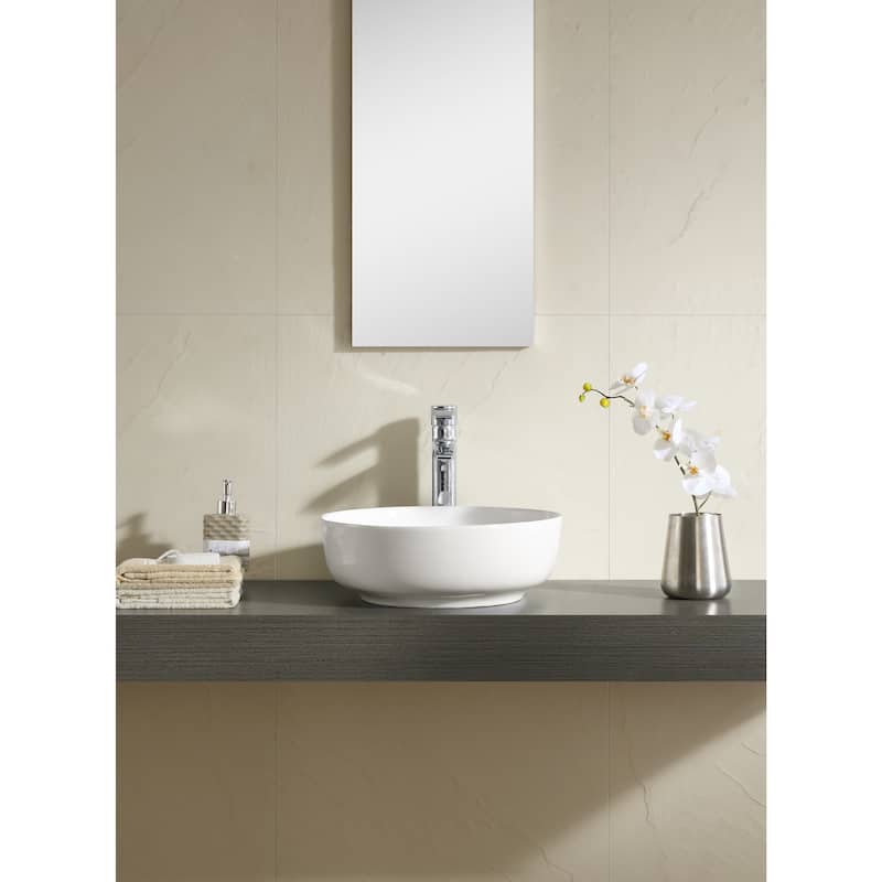 Fine Fixtures White 16-inch Round Thin Edge Vessel Sink