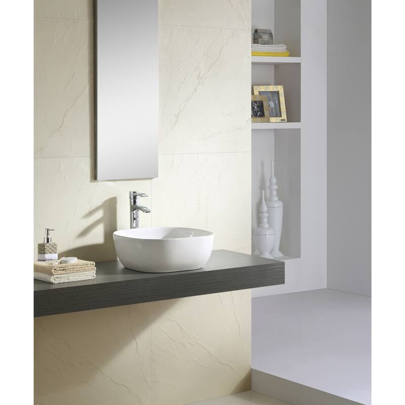 Fine Fixtures White 16-inch Square Thin Edge Vessel Sink