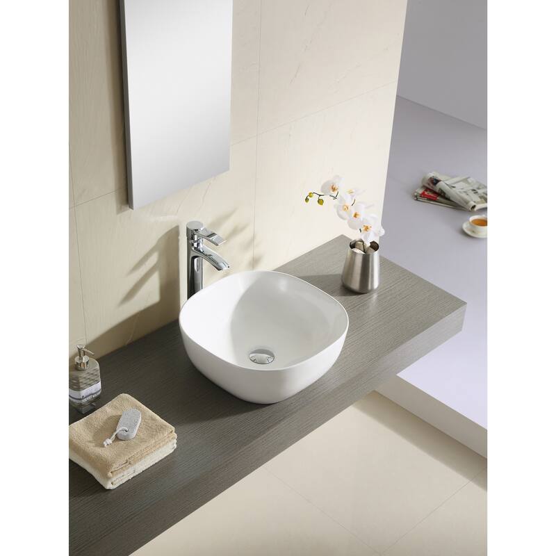 Fine Fixtures White 16-inch Square Thin Edge Vessel Sink