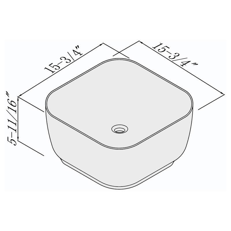Fine Fixtures White 16-inch Square Thin Edge Vessel Sink