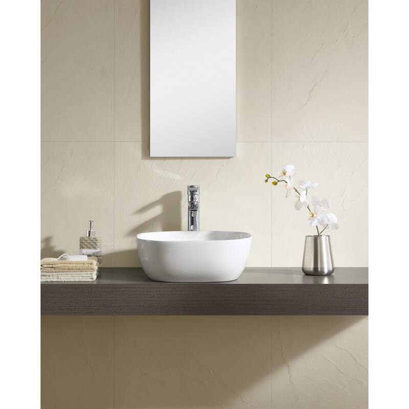 Fine Fixtures White 16-inch Square Thin Edge Vessel Sink