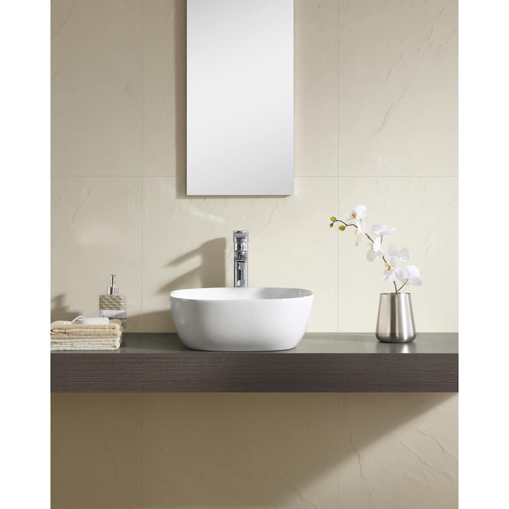 Fine Fixtures White 16-inch Square Thin Edge Vessel Sink