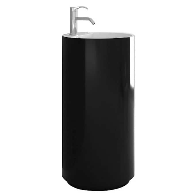 Fine Fixtures Crestview Black Pedestal Sink - 17 ¾ x 35 ⅜