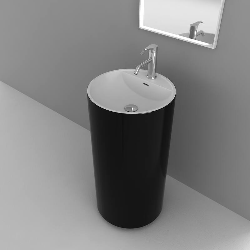 Fine Fixtures Crestview Black Pedestal Sink - 17 ¾ x 35 ⅜