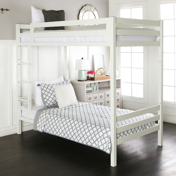 Twin over Twin Metal Bunk Bed - White - Overstock - 11206683