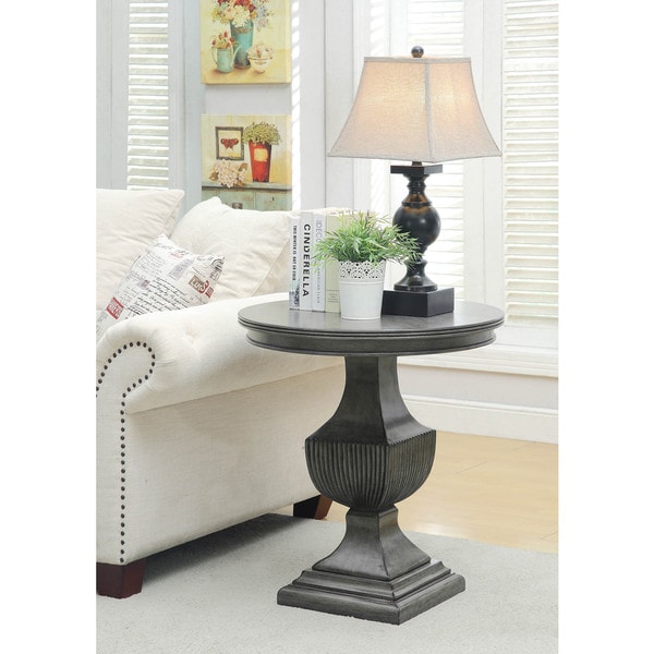Somette Burnished Grey Round Accent Table Free Shipping Today